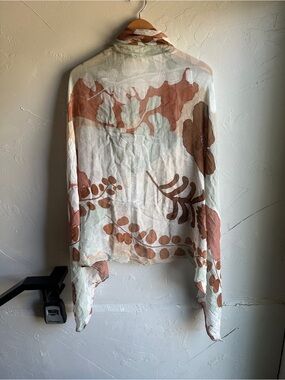 Echo Oversized Floral Scarf Wrap Neutral Boho Cottagecore Lightweight 64x 42